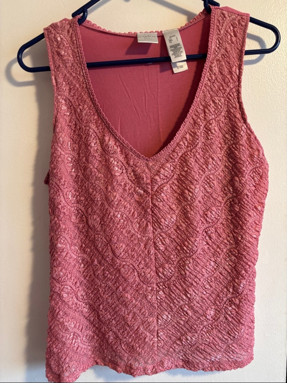 Emma James Rose Pink Textured Lace V-Neck Camisole